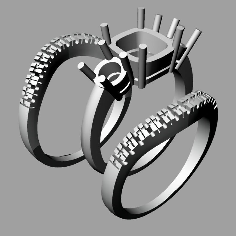 Cushion engagement ring 3D print model anello pietra a cuscino 3D print model_4