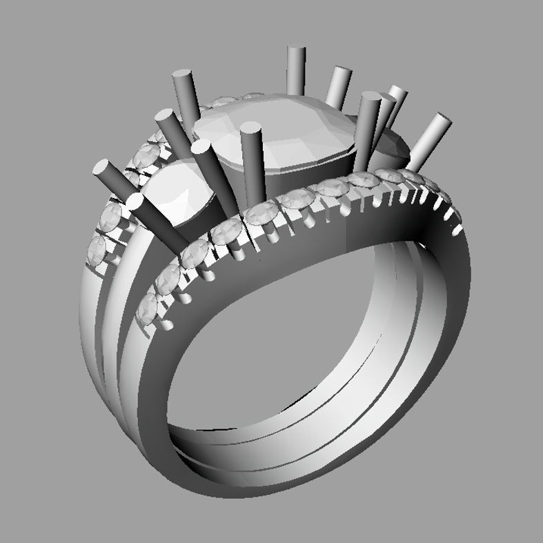 Cushion engagement ring 3D print model anello pietra a cuscino 3D print model_3