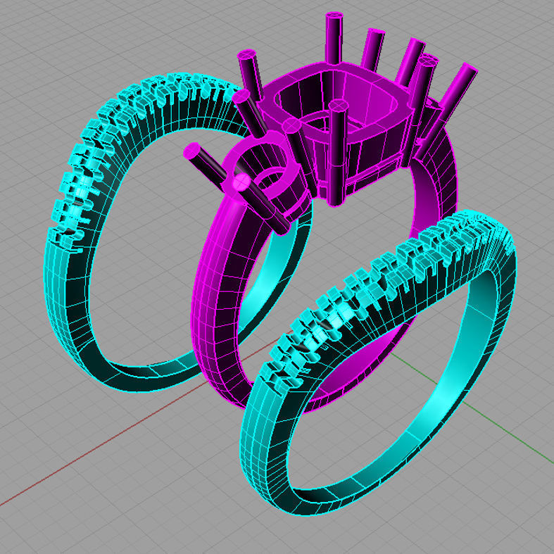 Cushion engagement ring 3D print model anello pietra a cuscino 3D print model_2