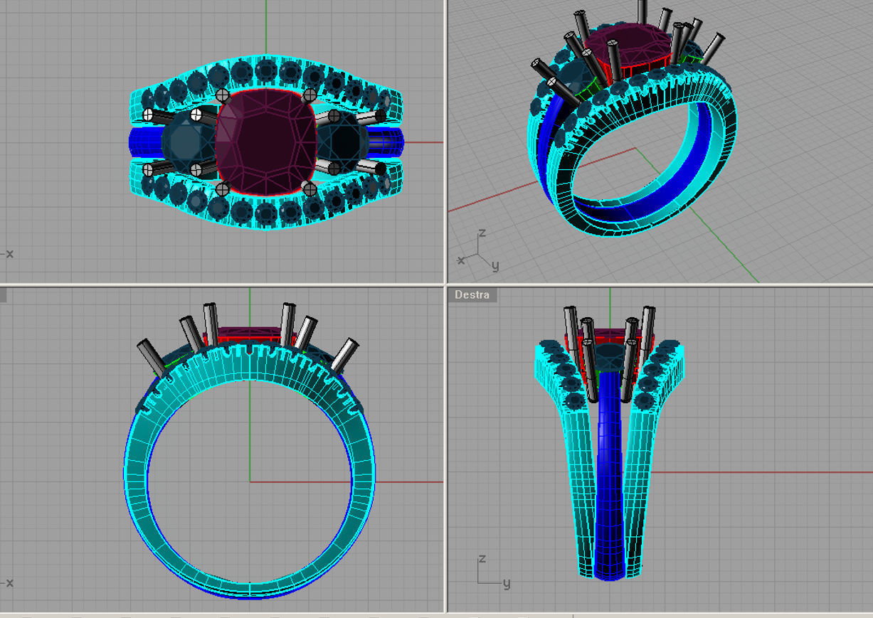Cushion engagement ring 3D print model anello pietra a cuscino 3D print model_1