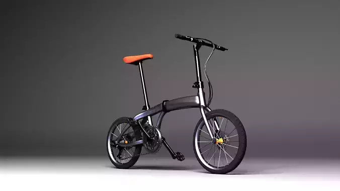 Bicycle folding bike Low-poly 3D model titanium Low-poly 3D model