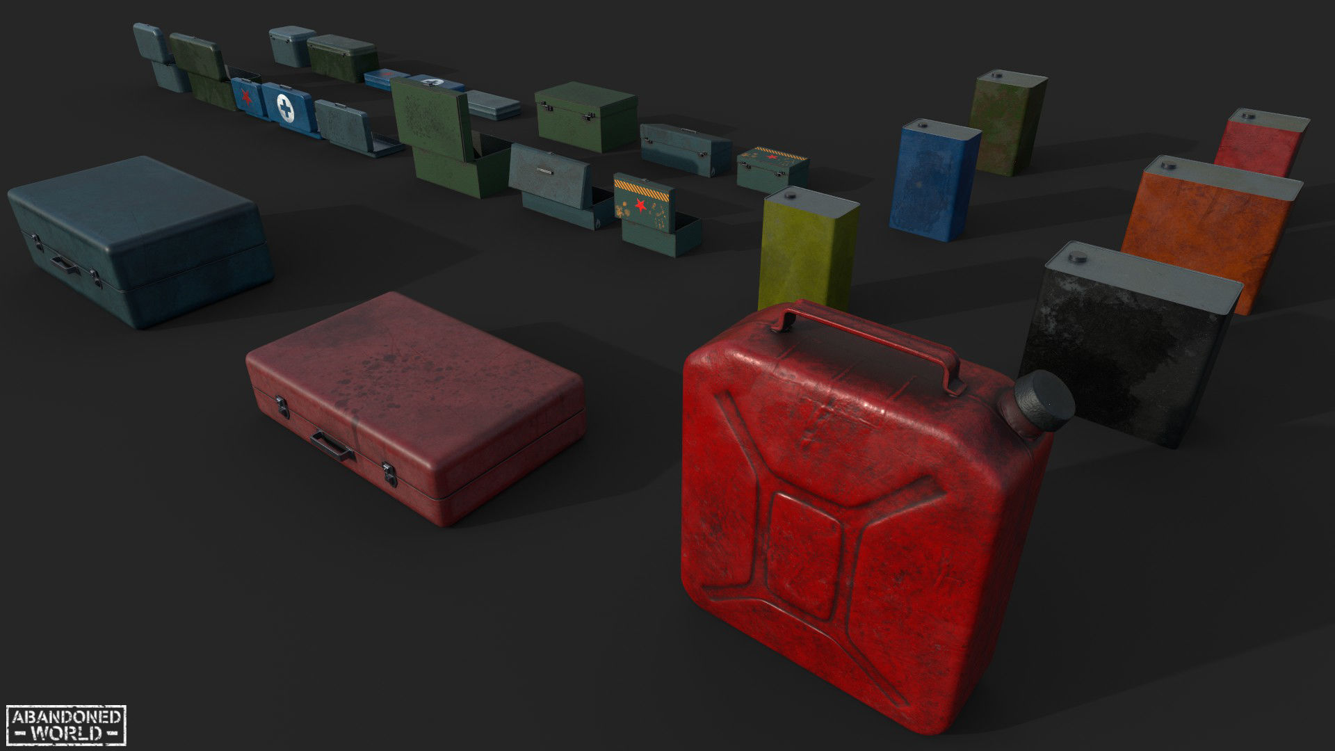Metal Boxes and Canisters Low-poly 3D model_12