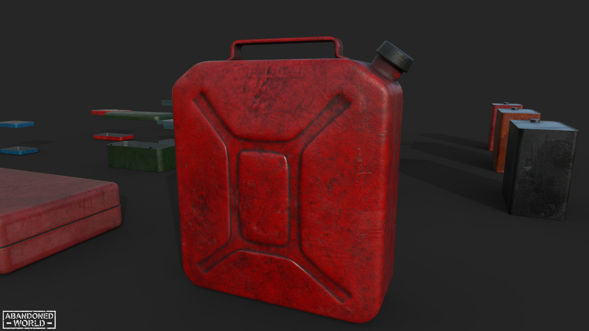 Metal Boxes and Canisters Low-poly 3D model_3