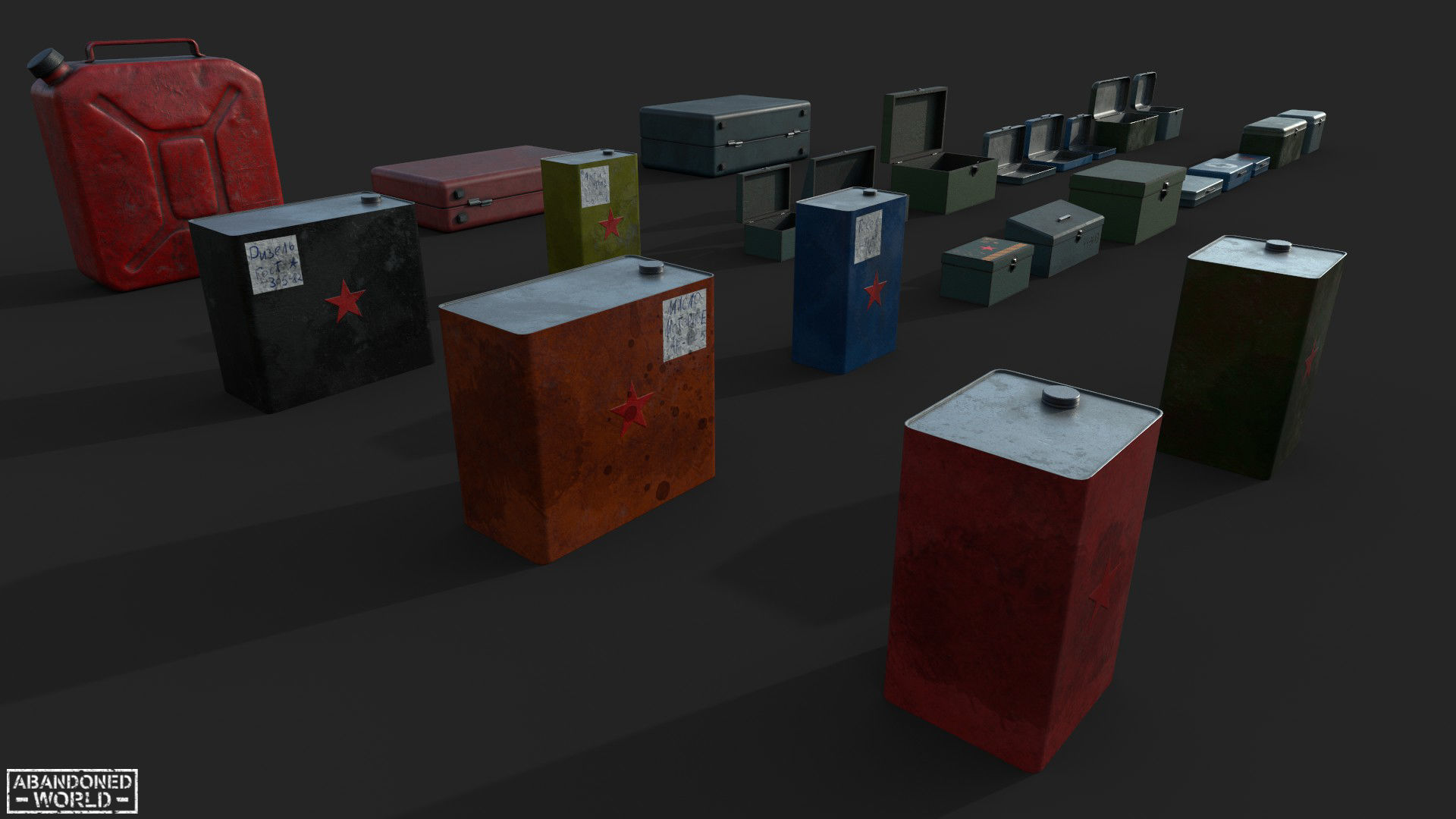 Metal Boxes and Canisters Low-poly 3D model_11