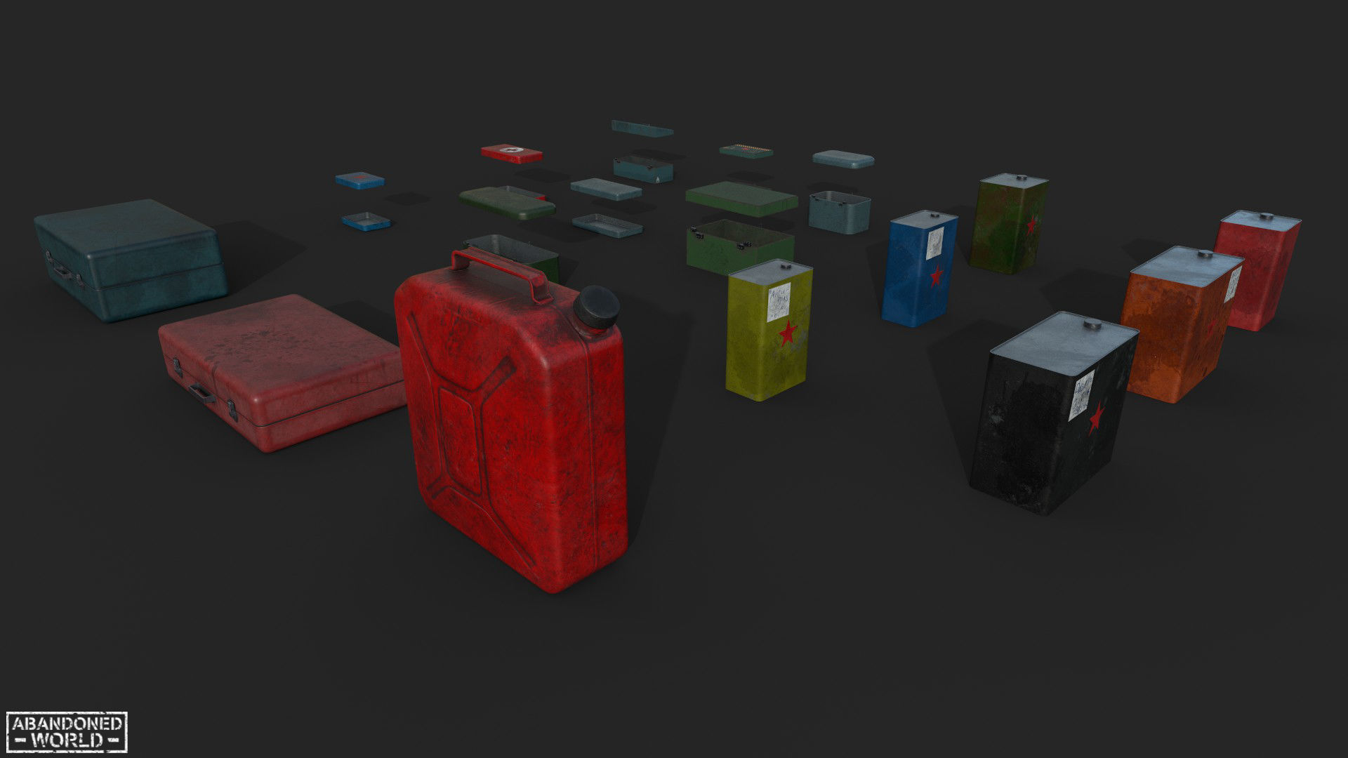 Metal Boxes and Canisters Low-poly 3D model_2