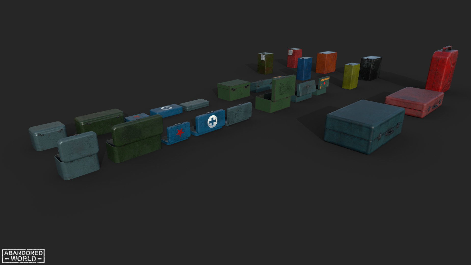 Metal Boxes and Canisters Low-poly 3D model_13