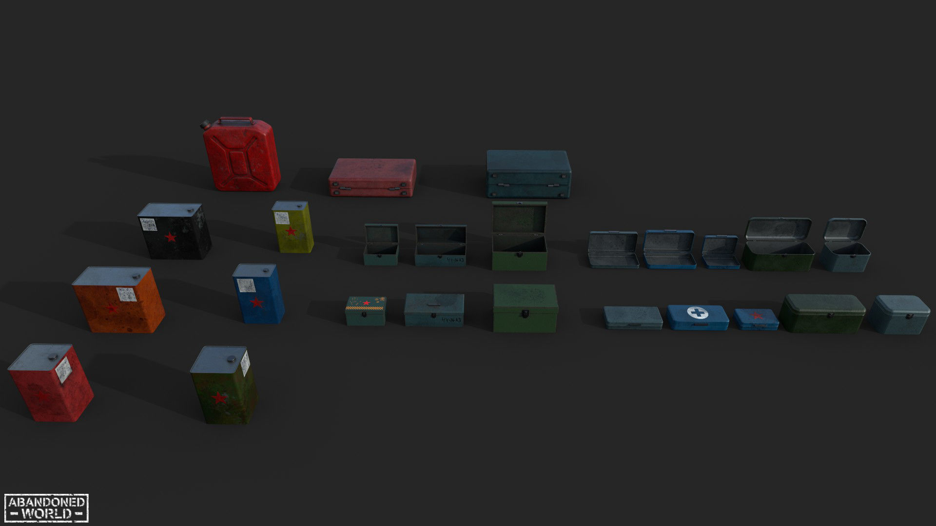 Metal Boxes and Canisters Low-poly 3D model_9