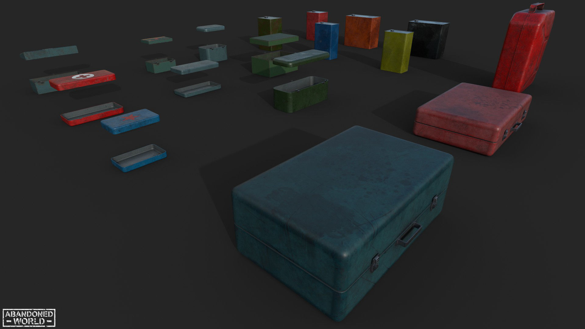 Metal Boxes and Canisters Low-poly 3D model_8