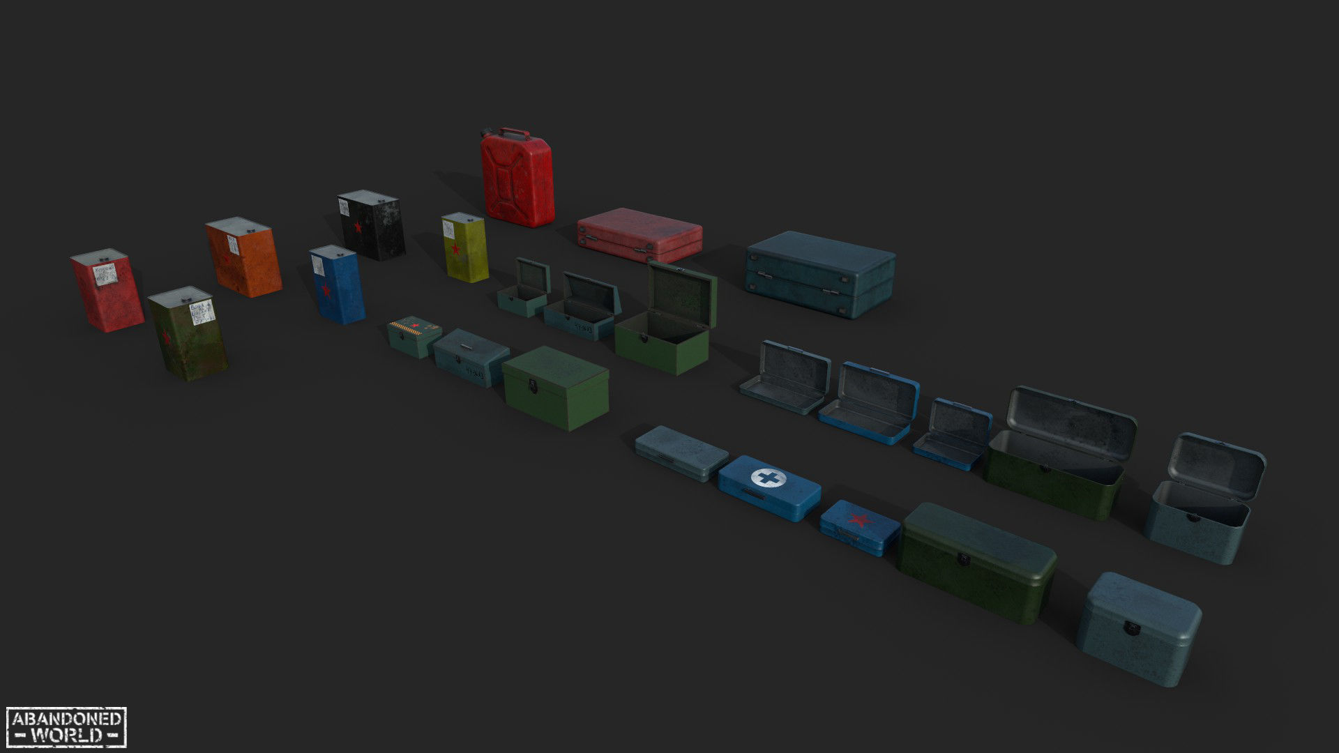 Metal Boxes and Canisters Low-poly 3D model_10