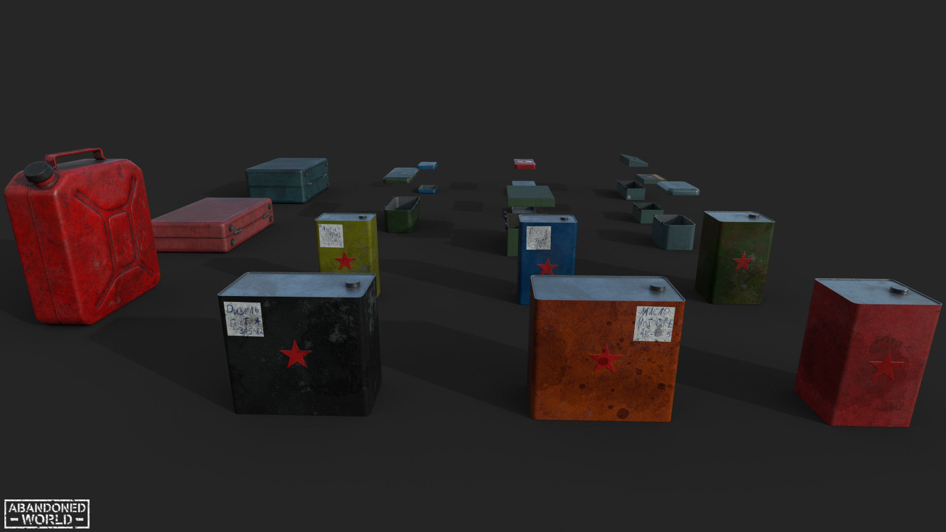Metal Boxes and Canisters Low-poly 3D model_6