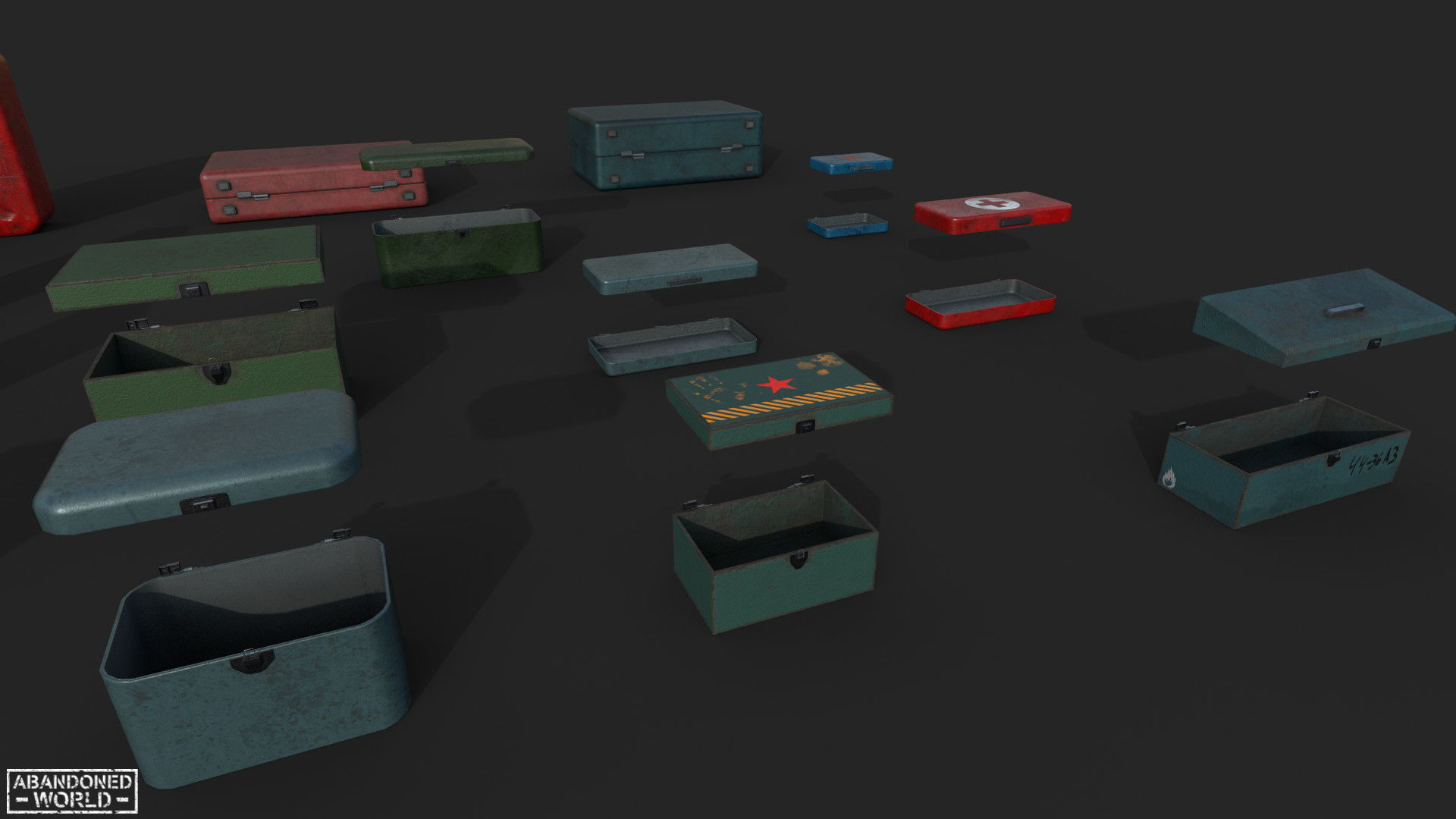 Metal Boxes and Canisters Low-poly 3D model_7