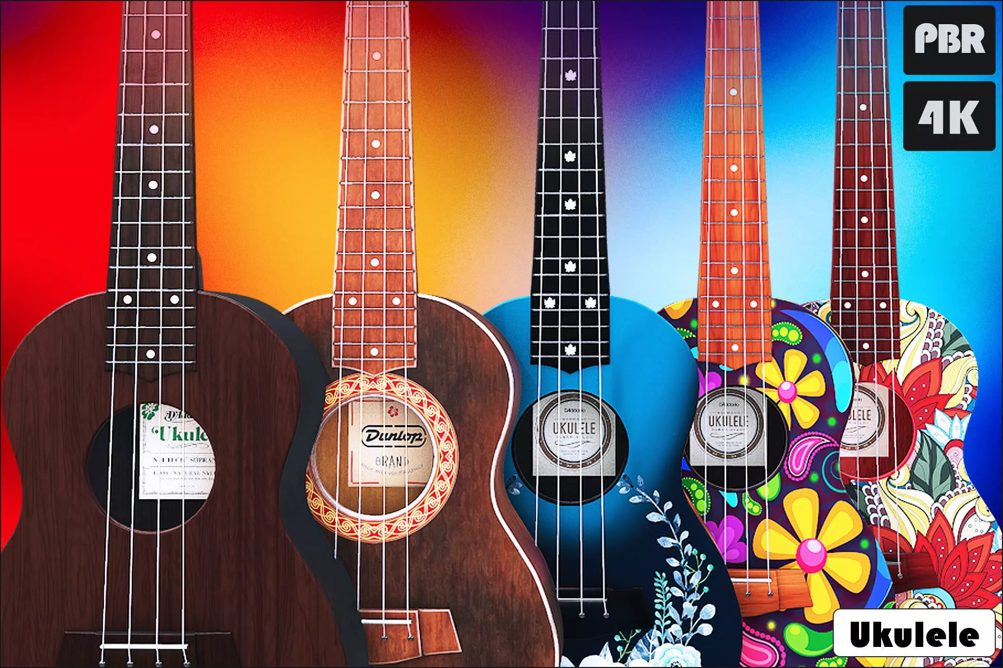 Ukulele Low-poly 3D model