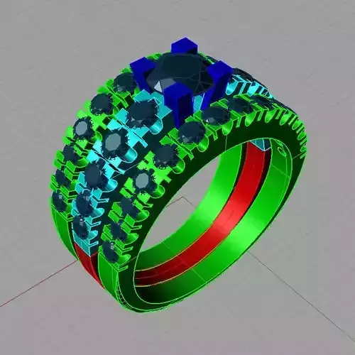 Eternity band three line 3D print model veretta a tre 