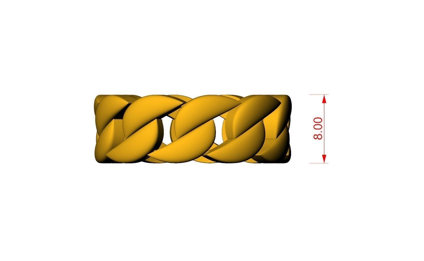 Light Weight Cuba Chain Ring  3D print model_6