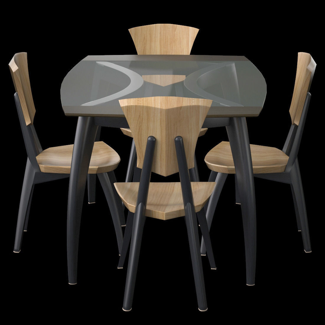 Lily Custom Glass Top Dining Table Low-poly 3D model_2