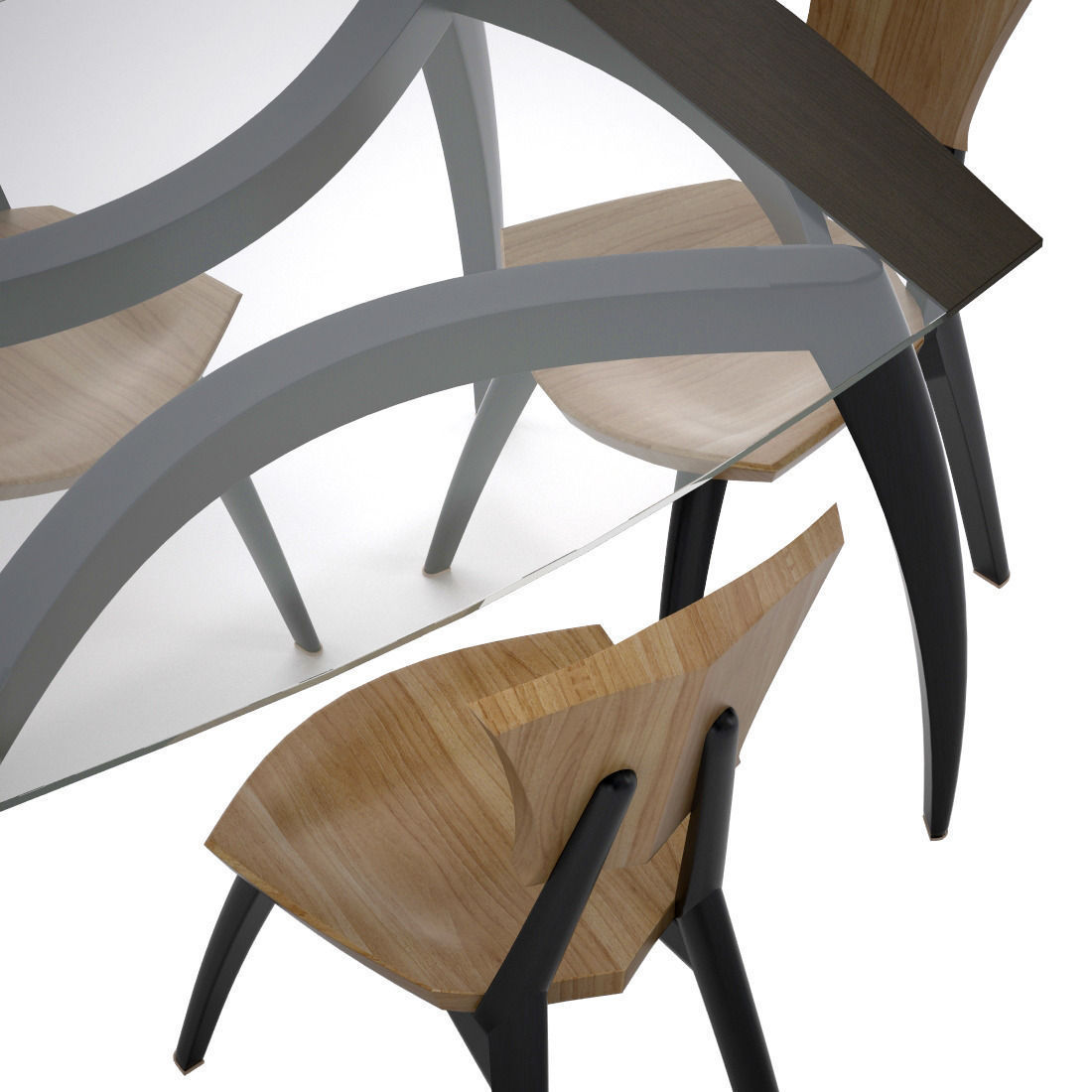 Lily Custom Glass Top Dining Table Low-poly 3D model_5