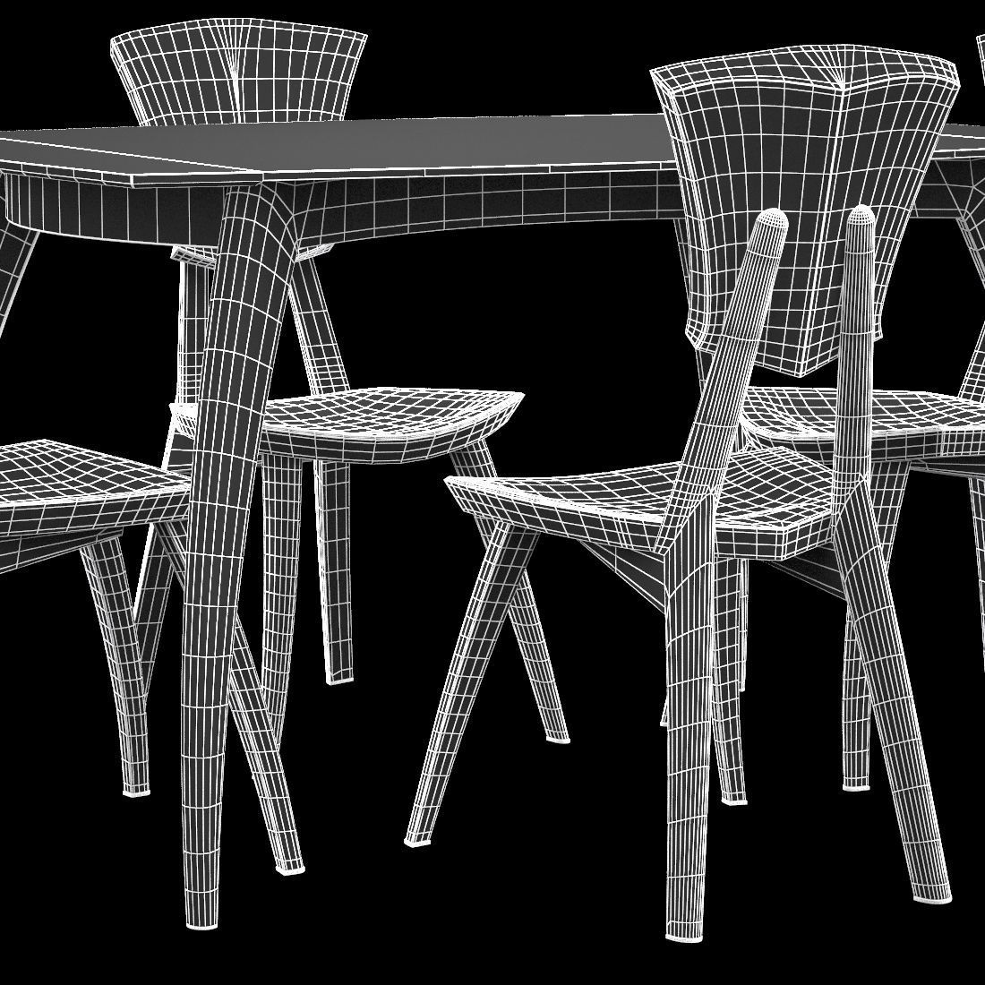 Lily Custom Glass Top Dining Table Low-poly 3D model_8