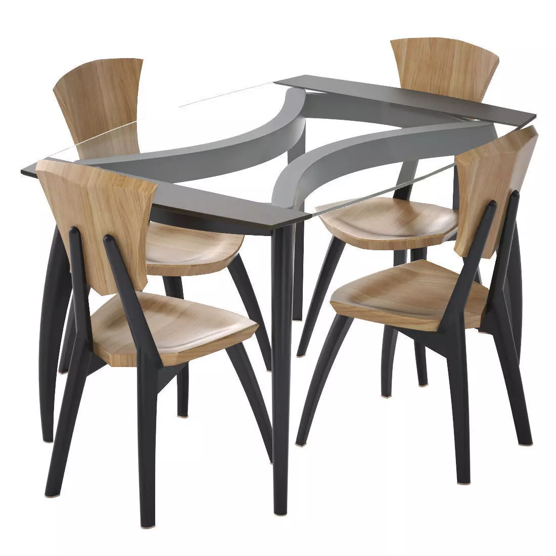 Lily Custom Glass Top Dining Table Low-poly 3D model_0