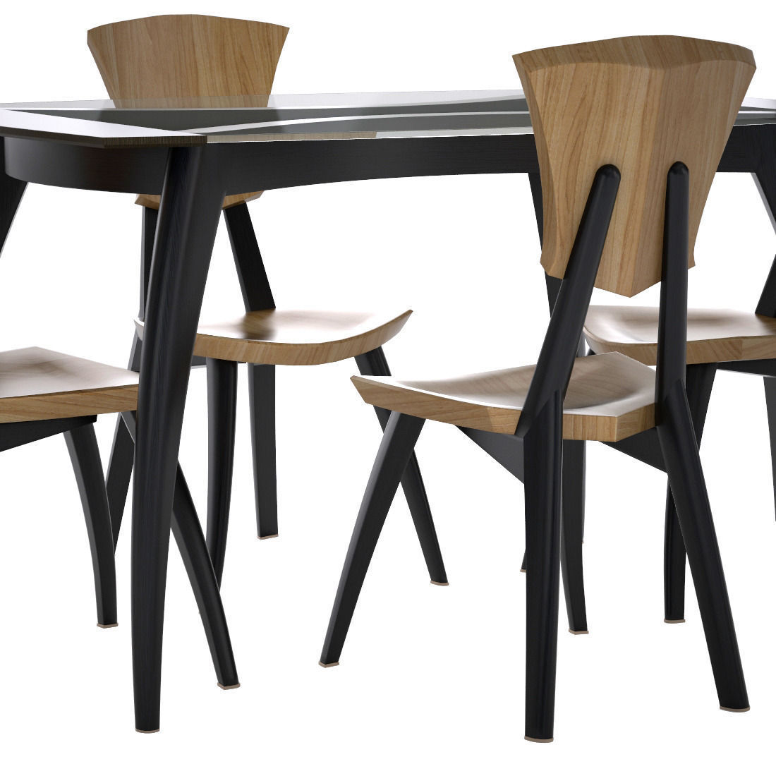 Lily Custom Glass Top Dining Table Low-poly 3D model_3