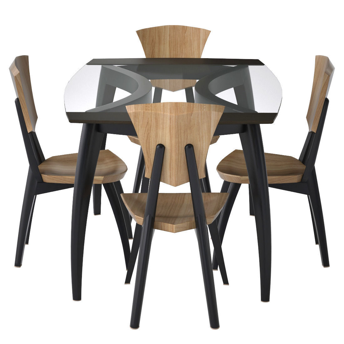 Lily Custom Glass Top Dining Table Low-poly 3D model_1