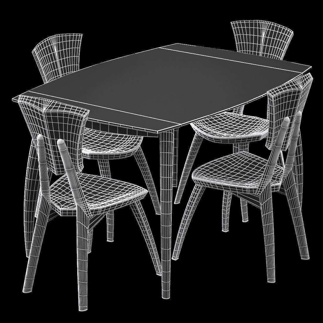 Lily Custom Glass Top Dining Table Low-poly 3D model_7