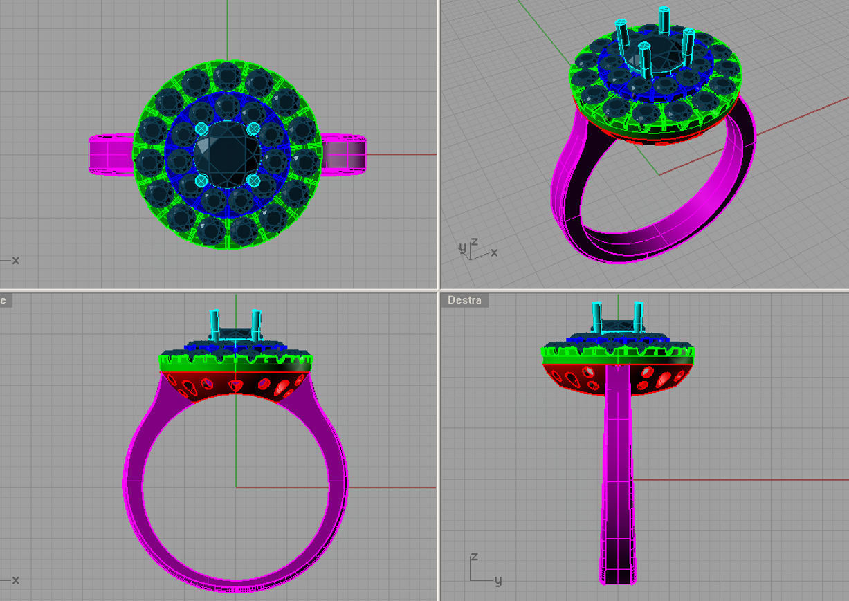 Anello doppio giro Halo ring with double  diamonds 3D print 3D print model_1