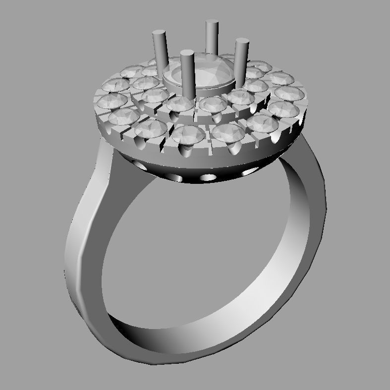 Anello doppio giro Halo ring with double  diamonds 3D print 3D print model_3