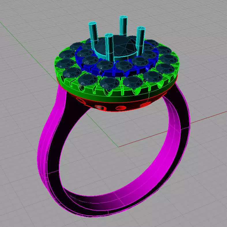 Anello doppio giro Halo ring with double  diamonds 3D print 3D print model_0