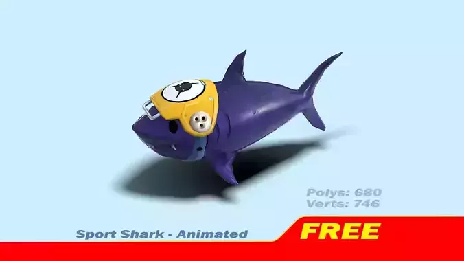 Sport Shark - Animated Low-poly 3D model