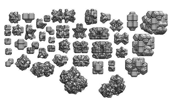 Geometrical space debris and asteroids simplified  Free low-poly 3D print model