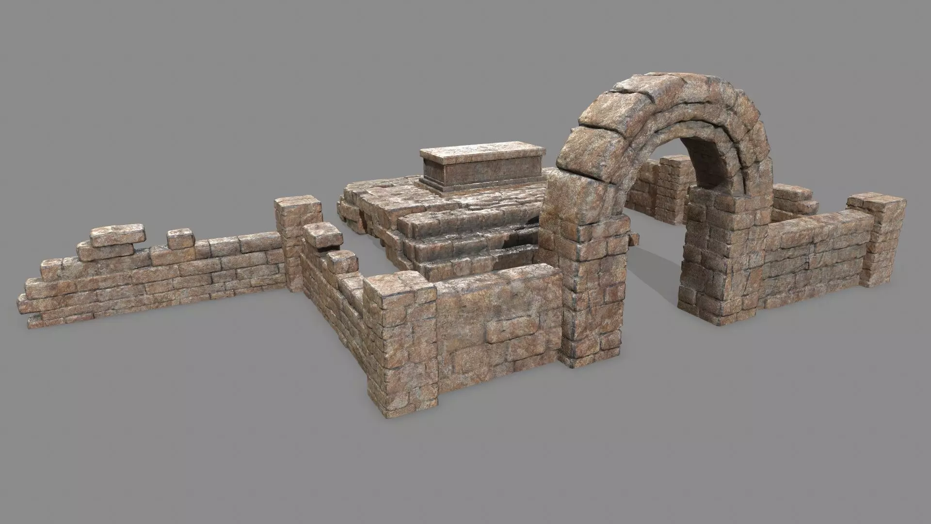 Stone Set arch Low-poly 3D model_0