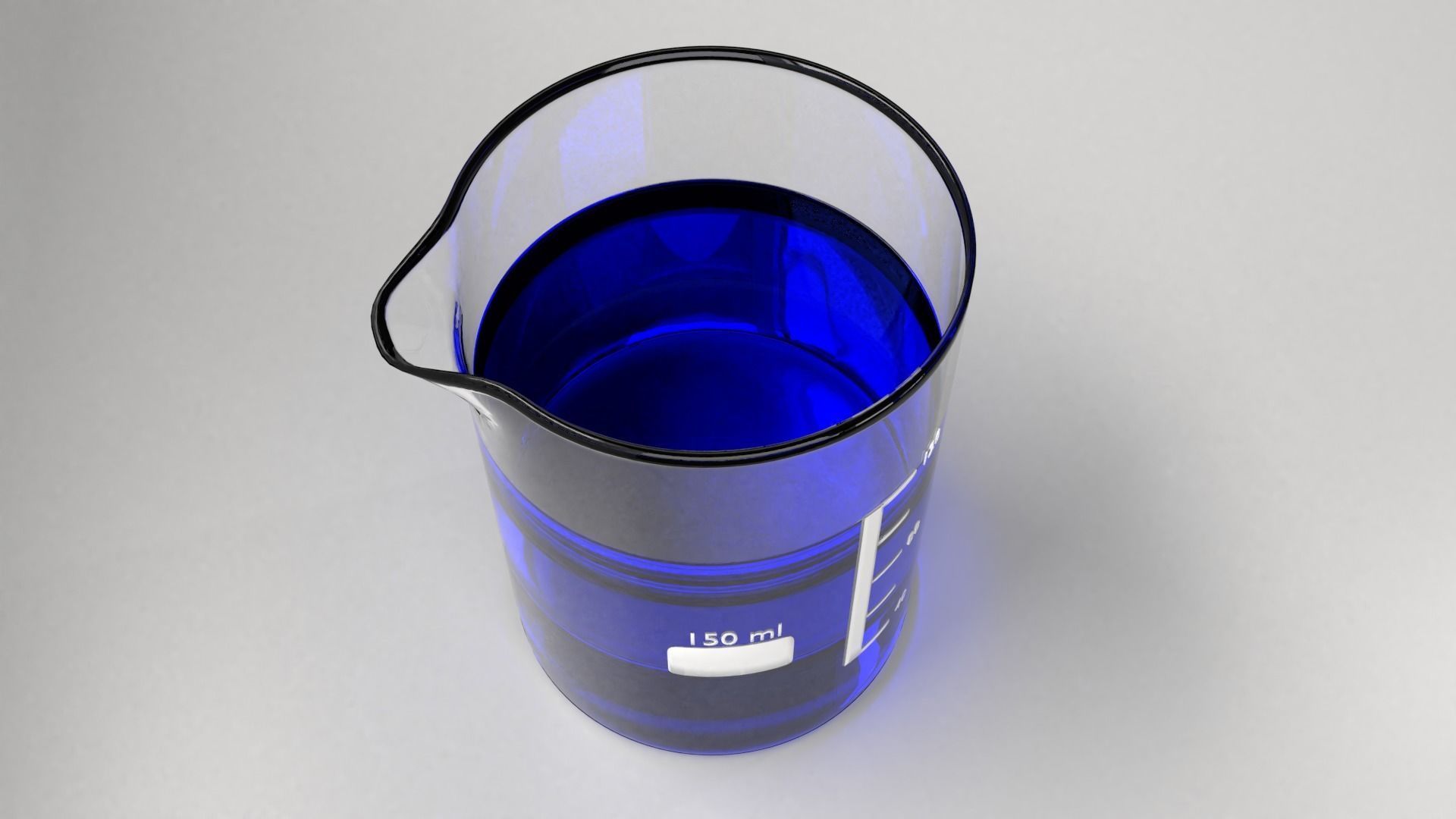 150ml Glass Beaker with Liquid 3D model_3