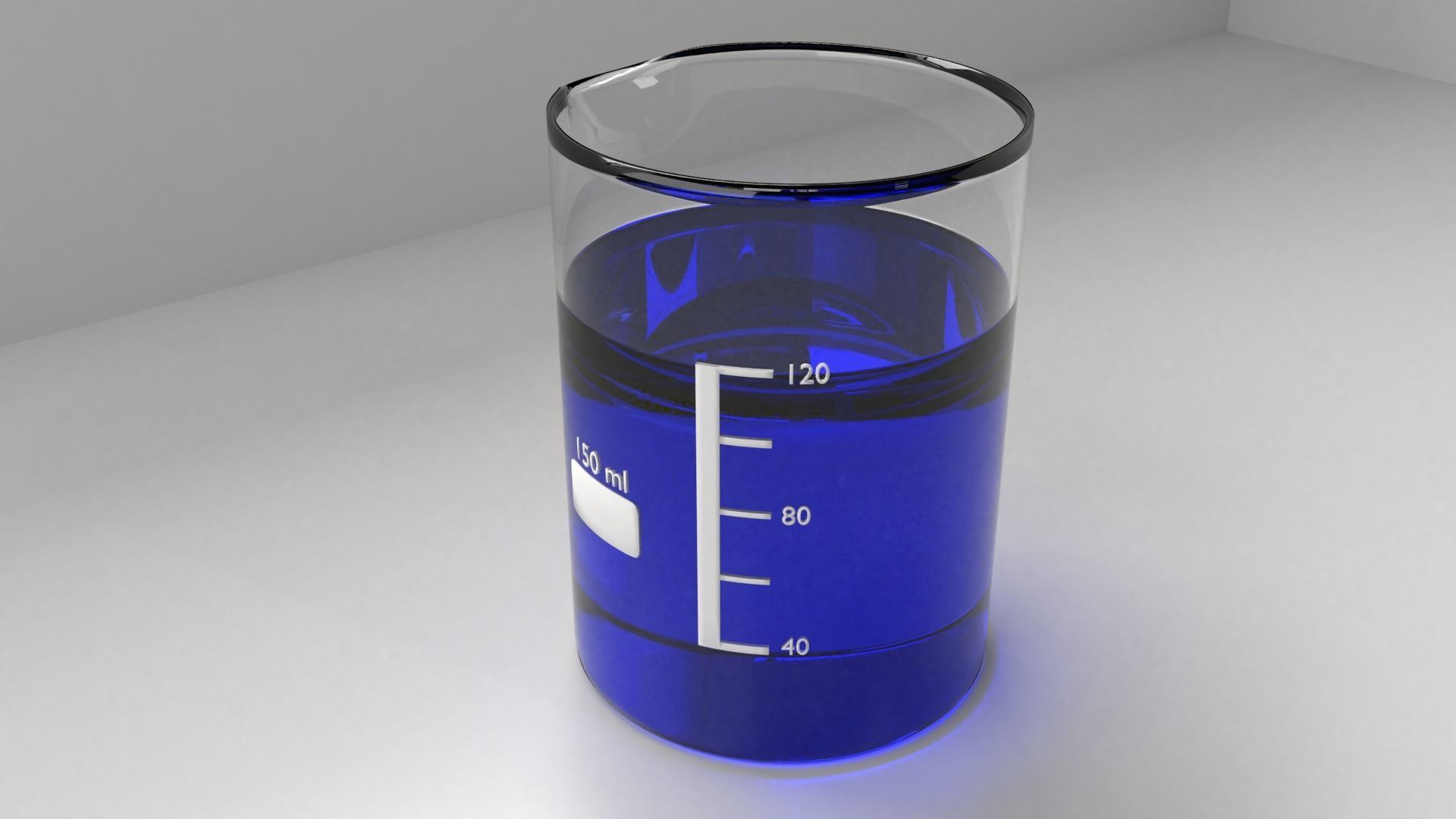 150ml Glass Beaker with Liquid 3D model_1