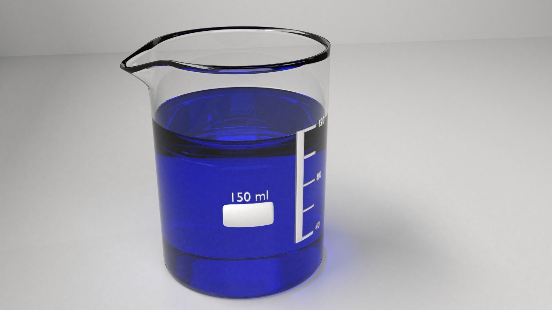 150ml Glass Beaker with Liquid 3D model_2