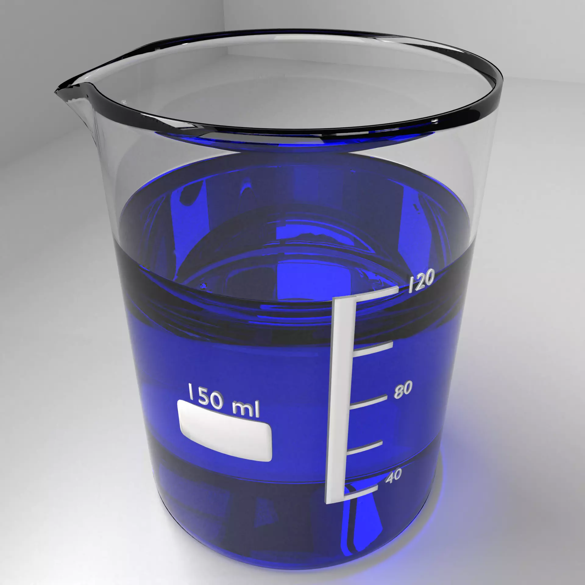 150ml Glass Beaker with Liquid 3D model_0