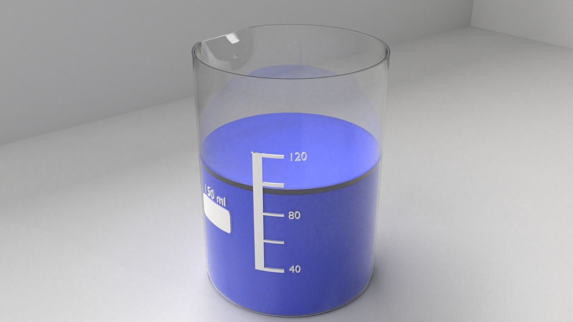 150ml Glass Beaker with Liquid 2 3D model_1