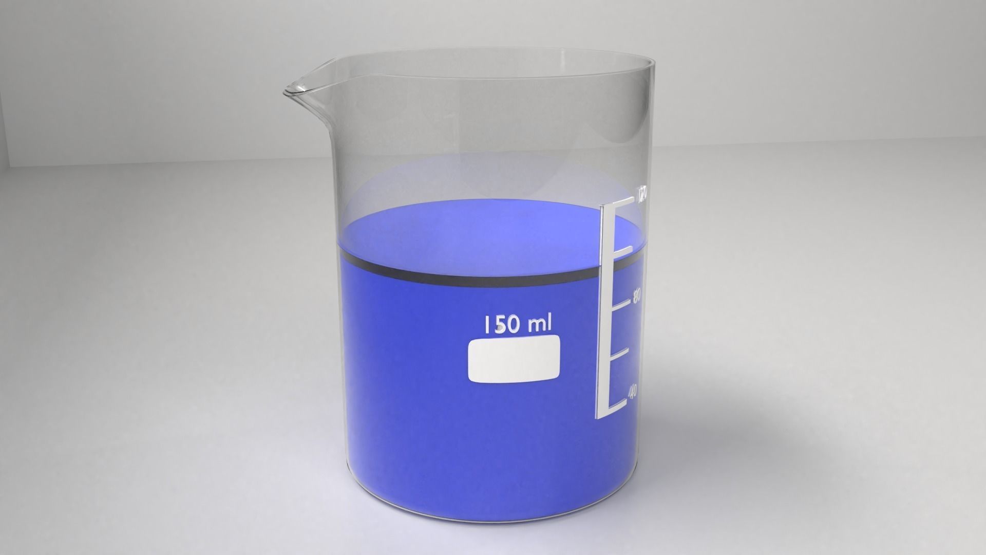 150ml Glass Beaker with Liquid 2 3D model_2