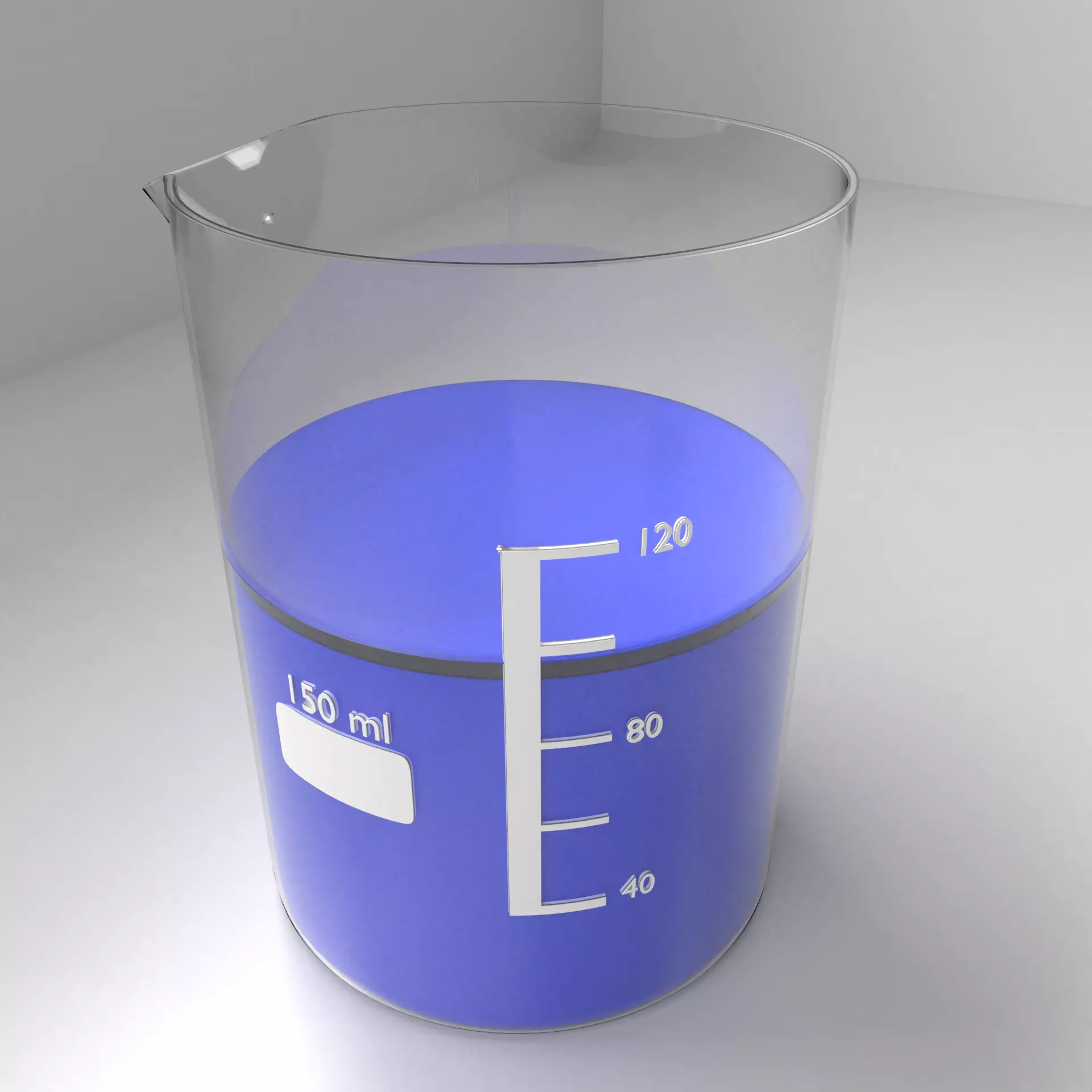 150ml Glass Beaker with Liquid 2 3D model_0