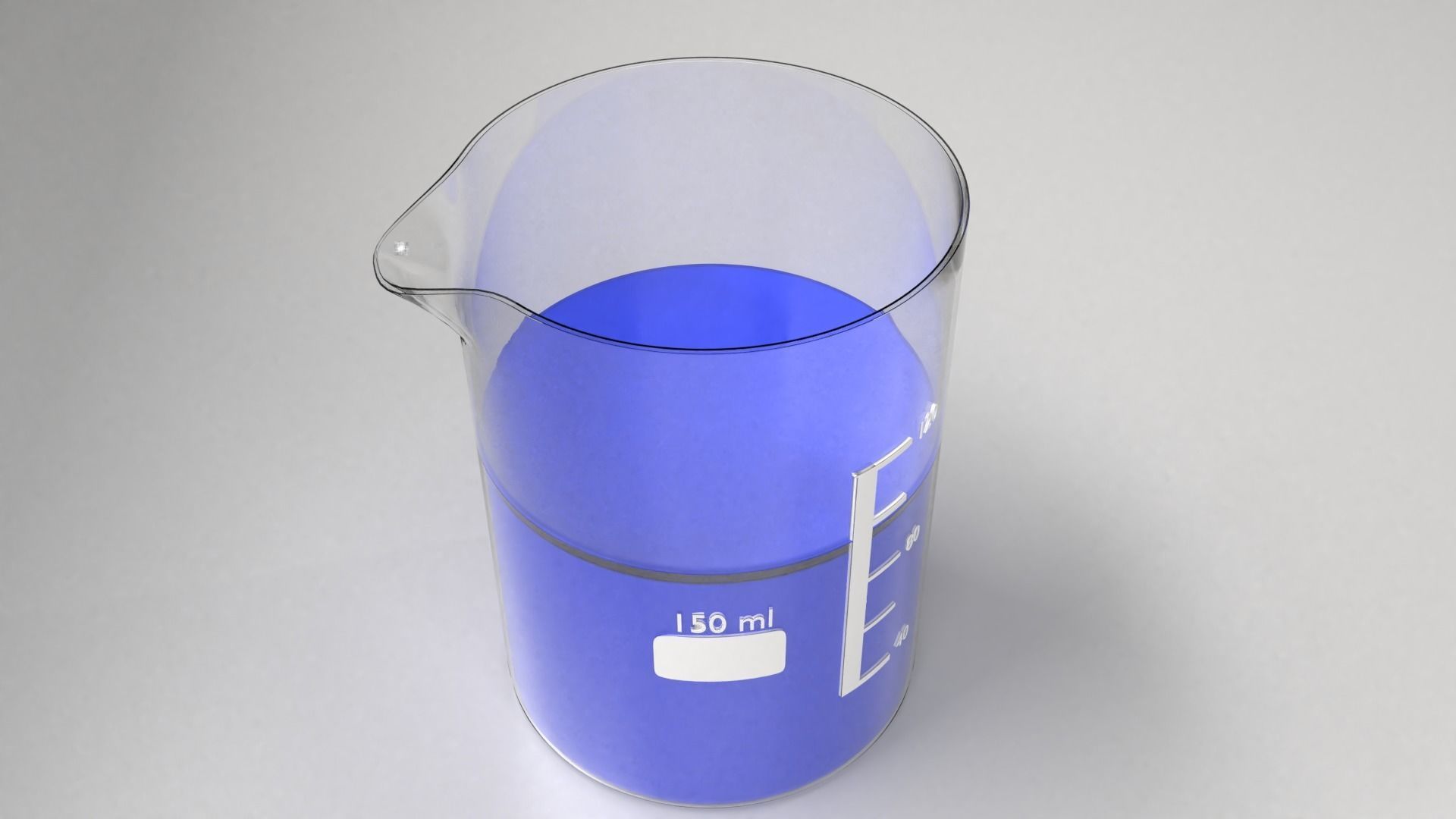 150ml Glass Beaker with Liquid 2 3D model_3
