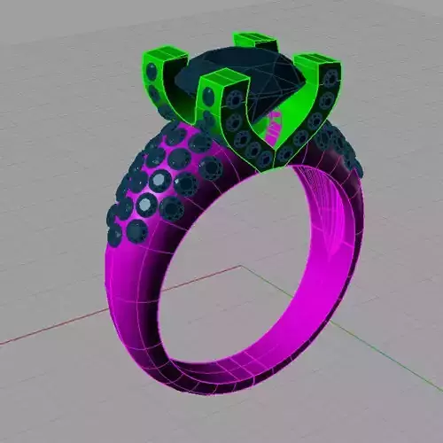 Fashion engagement ring round diamond  Solitario pietra grande