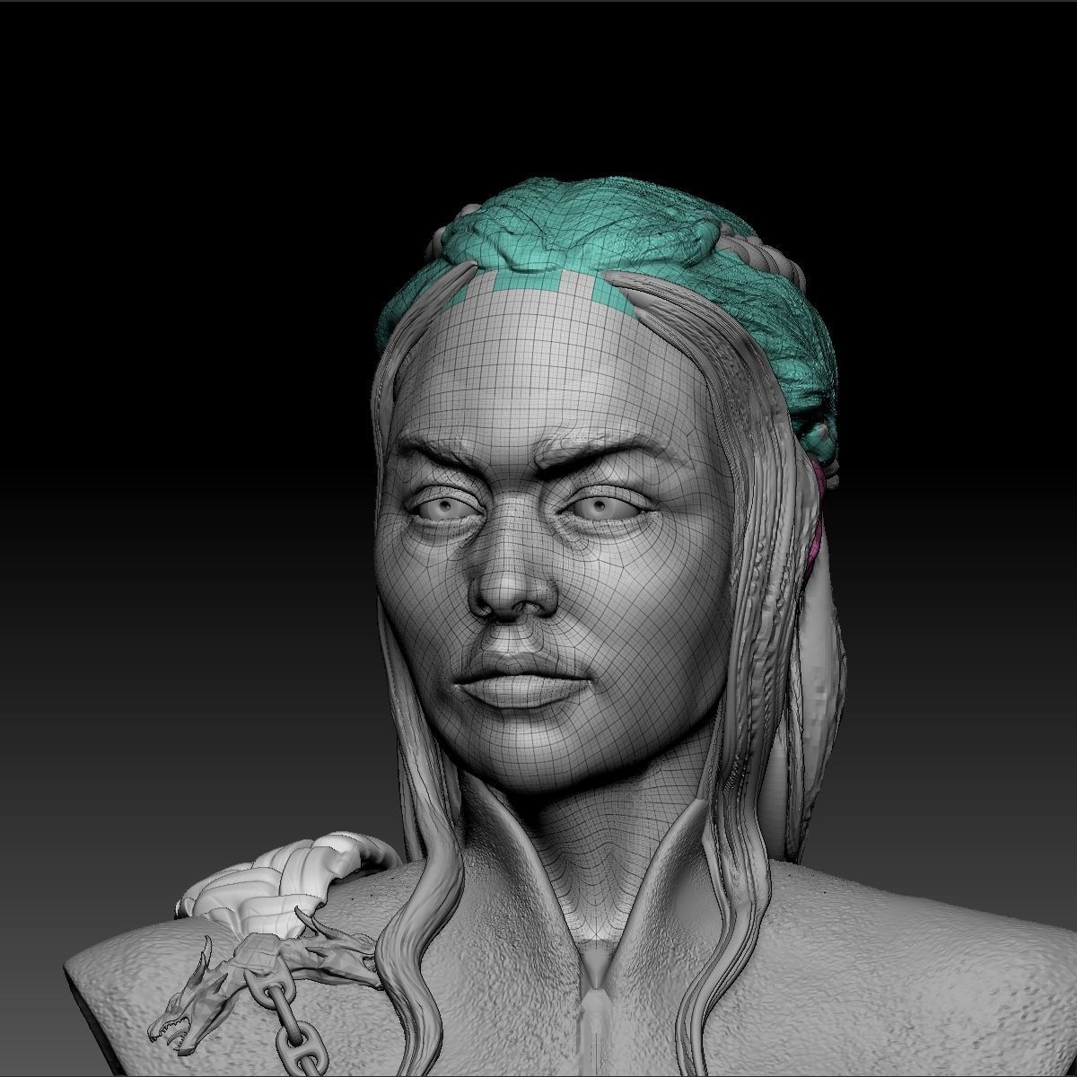 Daenerys Targaryen Bust 3D print model_12