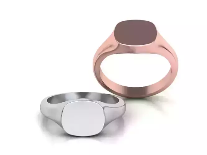 Cushion Signet Engravable Ring 3dmodel
