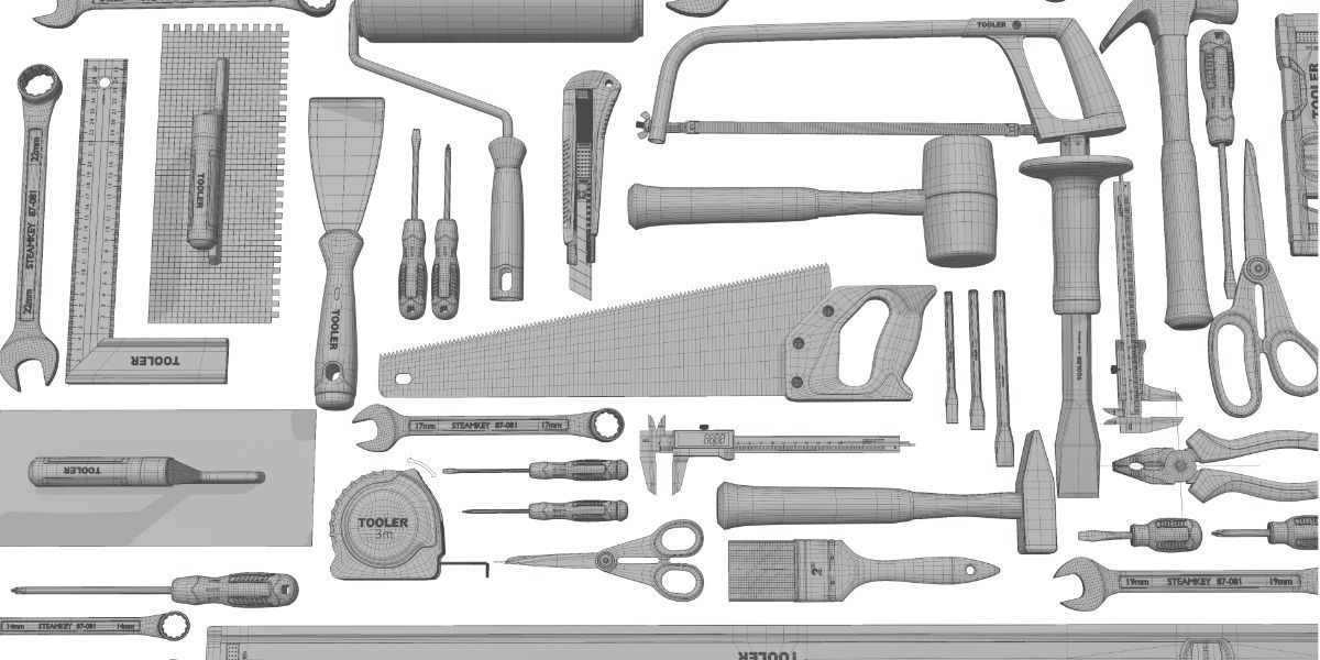 Hand tools collection 3D model_1