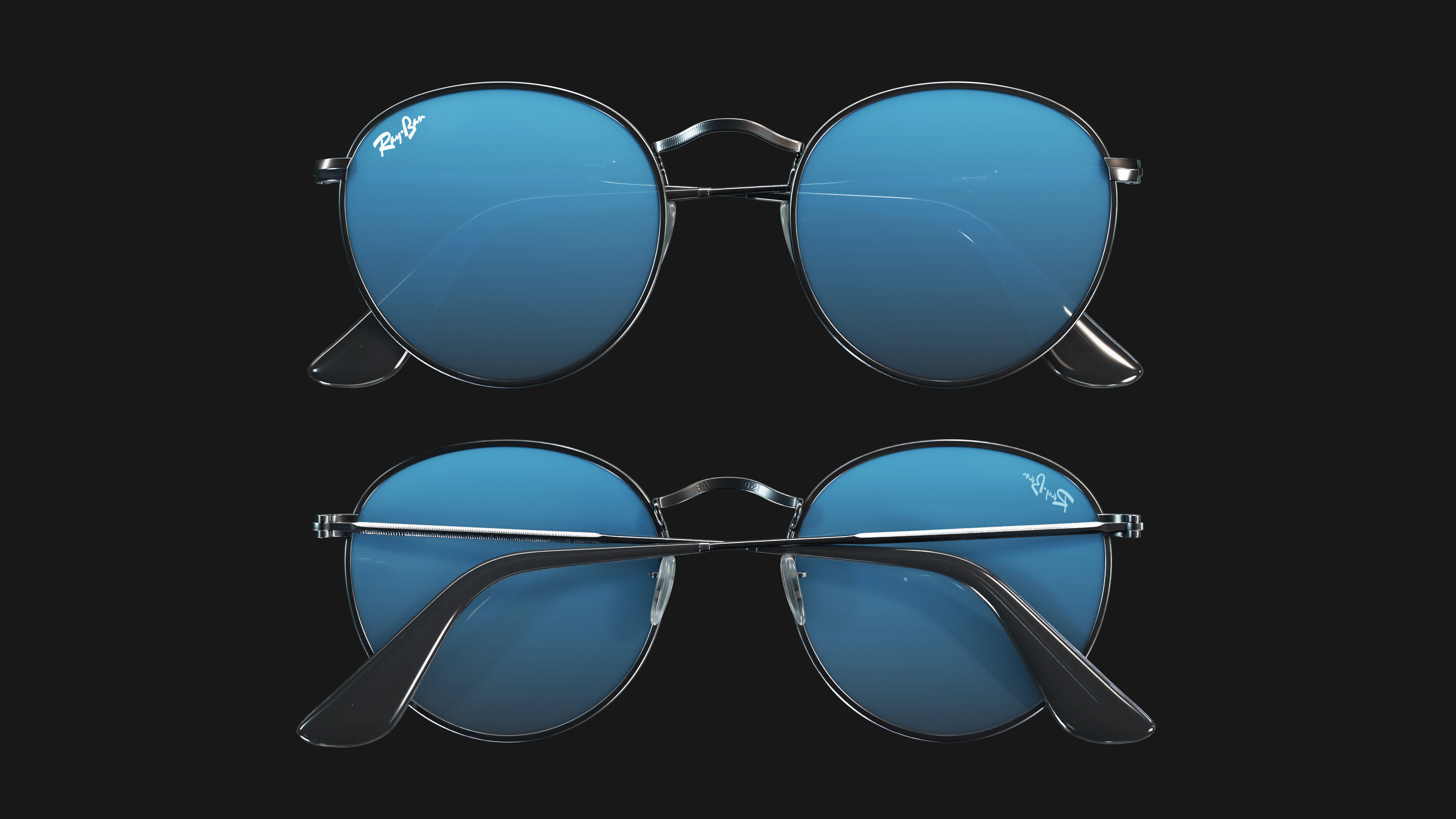 Ray-Ban round Sunglasses 3D model_10