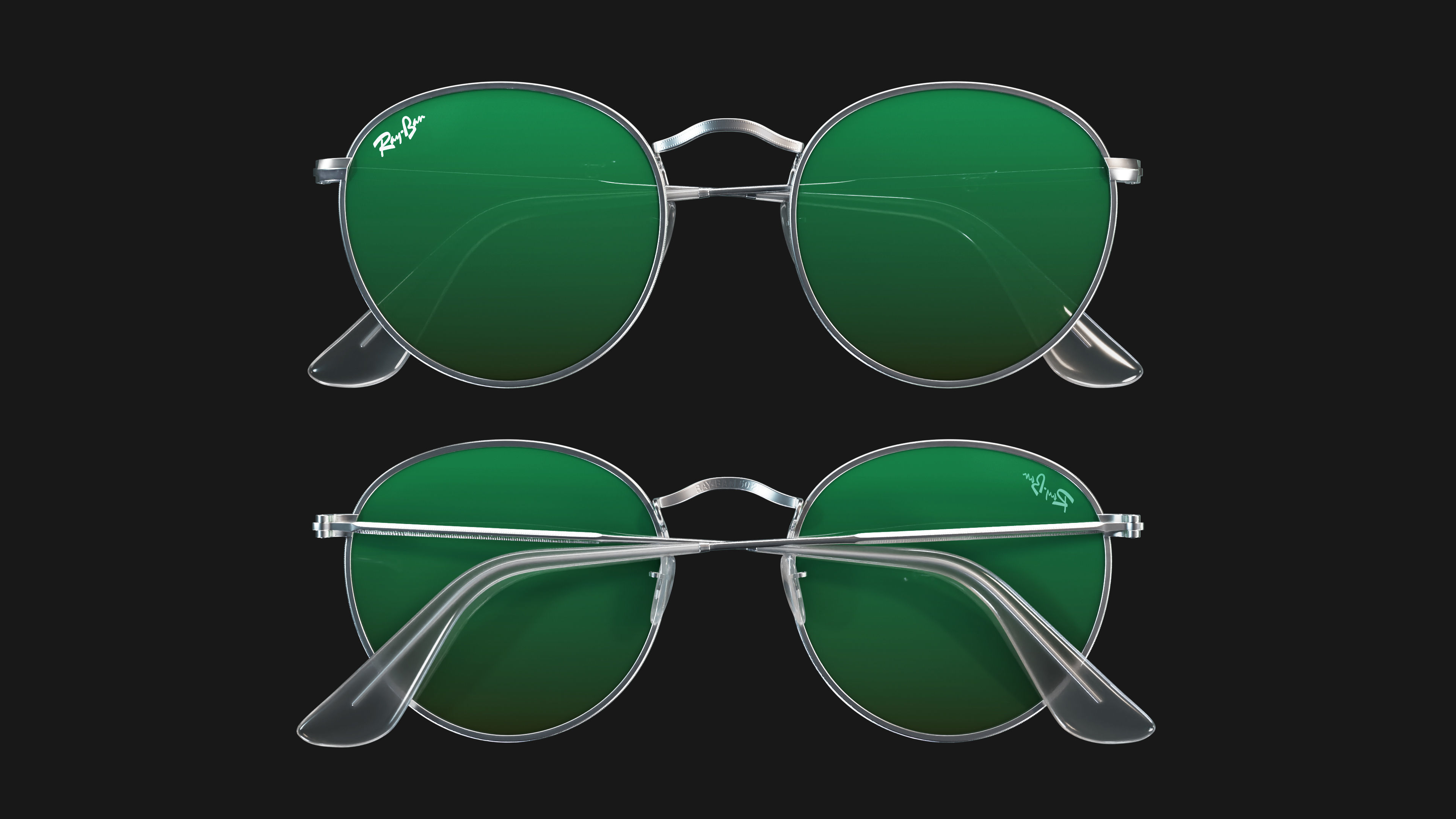 Ray-Ban round Sunglasses 3D model_3