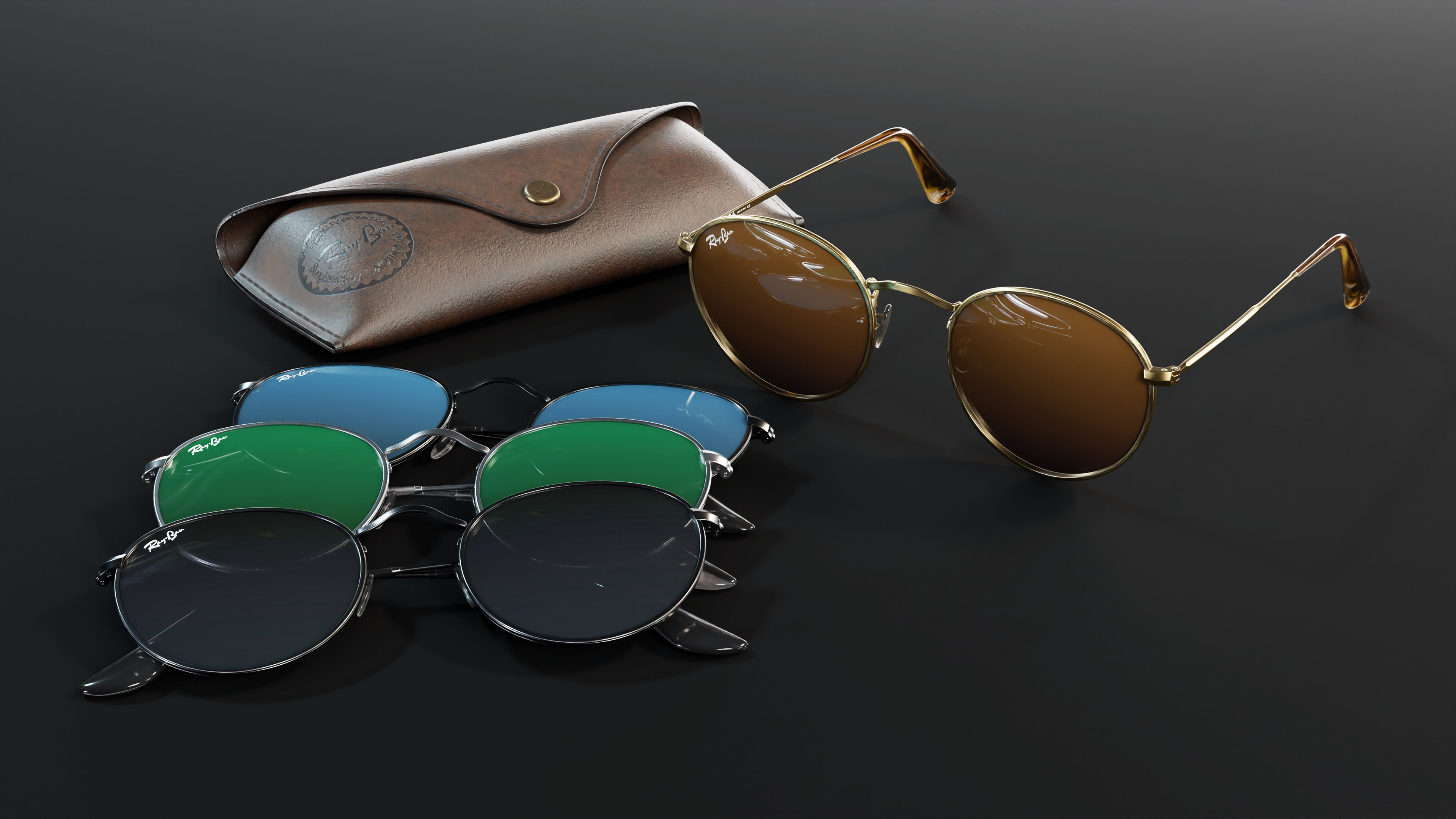 Ray-Ban round Sunglasses 3D model_1
