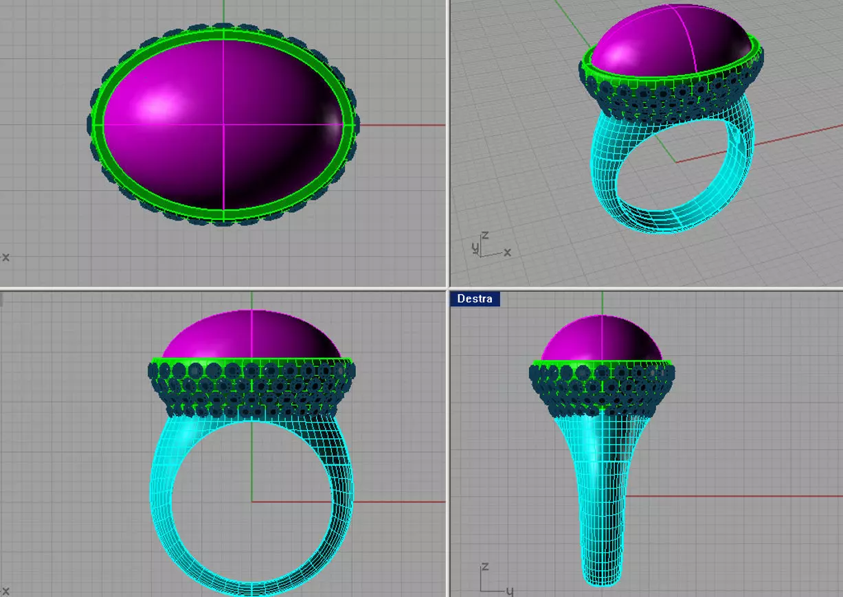 Cabochon Oval  Ring And Gem an103 3D print model_0