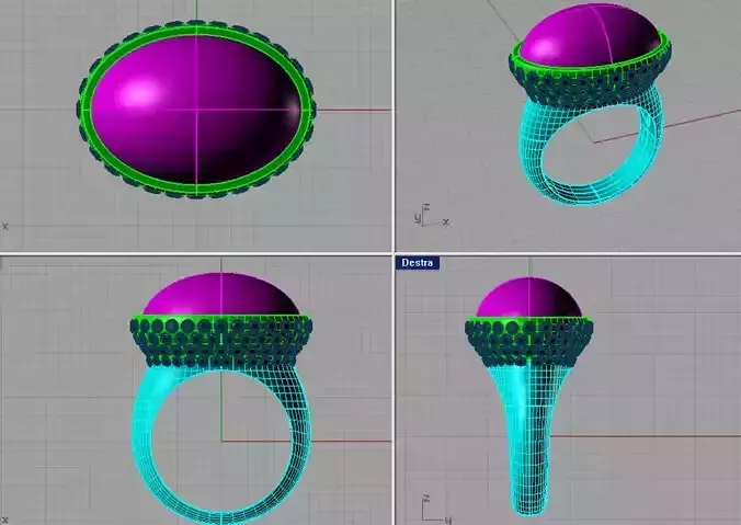 Cabochon Oval  Ring And Gem an103