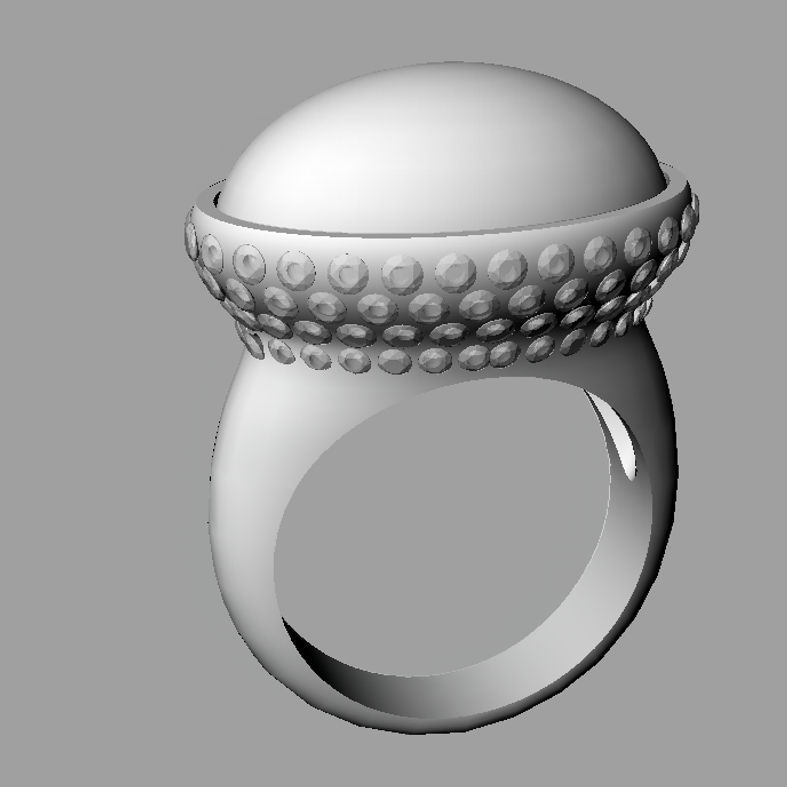 Cabochon Oval  Ring And Gem an103 3D print model_2