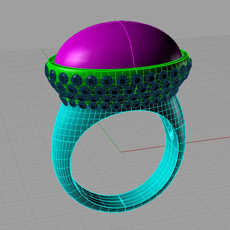 Cabochon Oval  Ring And Gem an103 3D print model_1